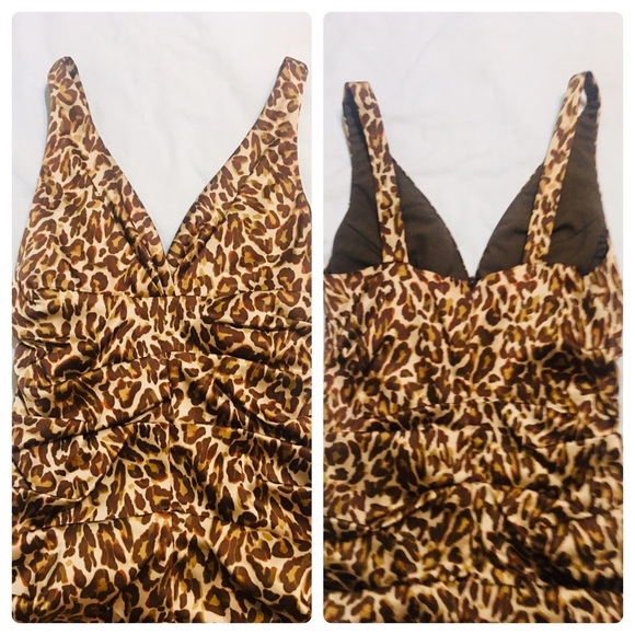 Nicole Miller Leopard Wiggle Dress Bustle Back - Picture 2 of 6